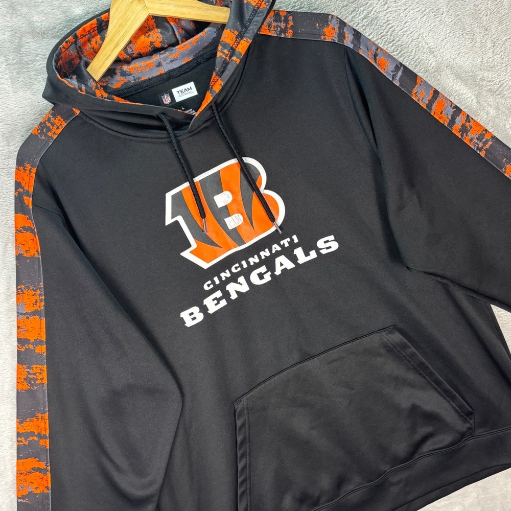 Zubaz Men's‎ NFL Cincinnati Bengals Hoodie Black Orange Camo Stripe Sz Large